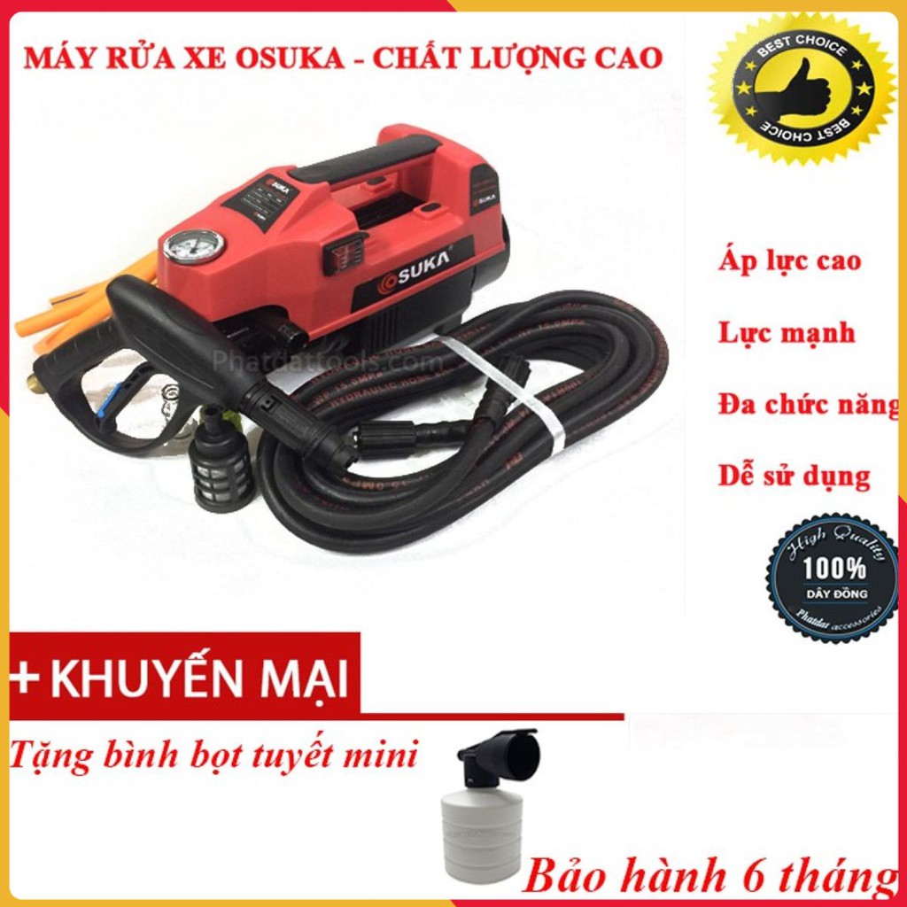 Máy rửa xe Osuka C2 Động cơ từ 1500W-BH 6 tháng tặng kèm bình bọt tuyết mini