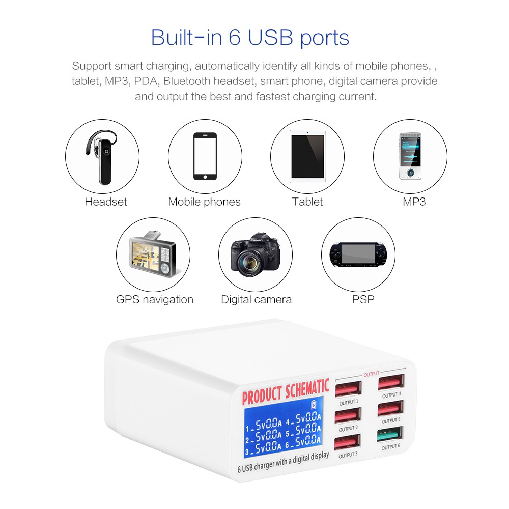 DC HUAWEI SONY SAMSUNG Bộ Sạc Usb 5v / 6a 40w + S6 / Edge / S6 / S5 / S4 / / Note 5 Iphone X / 8 Plus / 8 / 6 / 6s / 7 Plus / Se