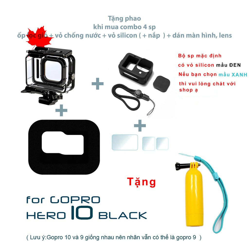 [ GOPRO 10 ] Case chống nước cho CASE GOPRO HERO 10 + tặng 12 miếng chống đọng sương