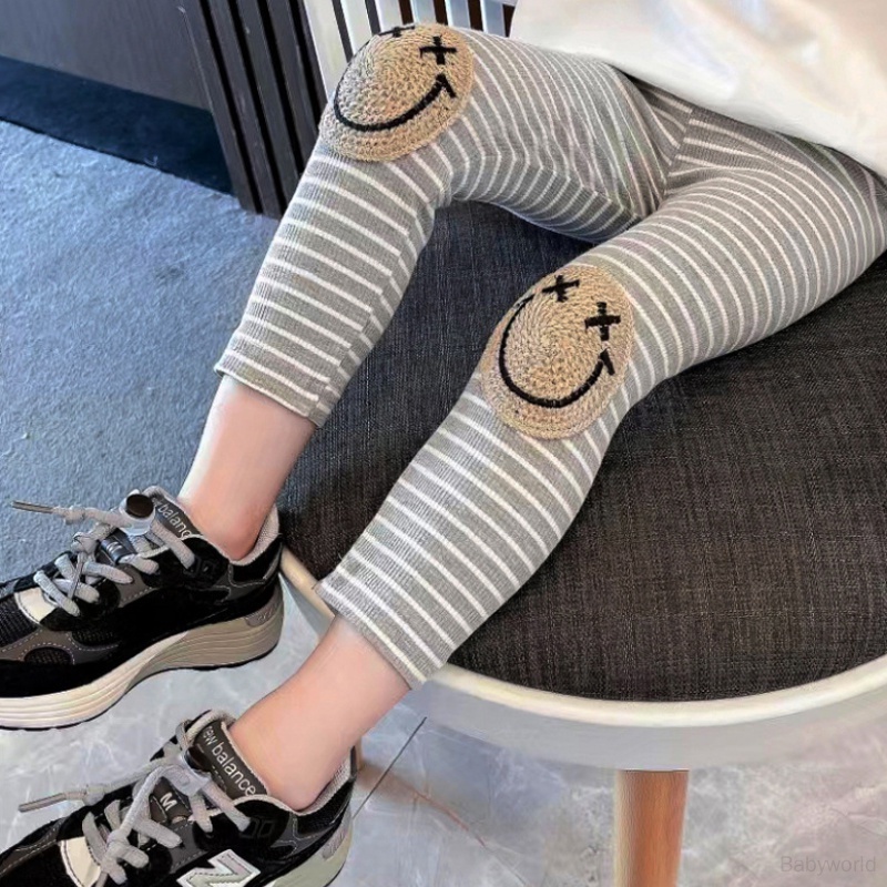Quần Legging cotton Họa Tiết Sọc Ngang Dễ Thương Dành Cho Bé Gái