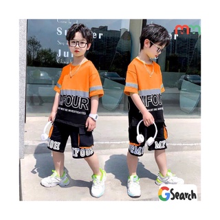 Đồ bộ bé trai thể thao áo thun quần short thun cotton mềm thấm hút bé 9kg đến 37kg