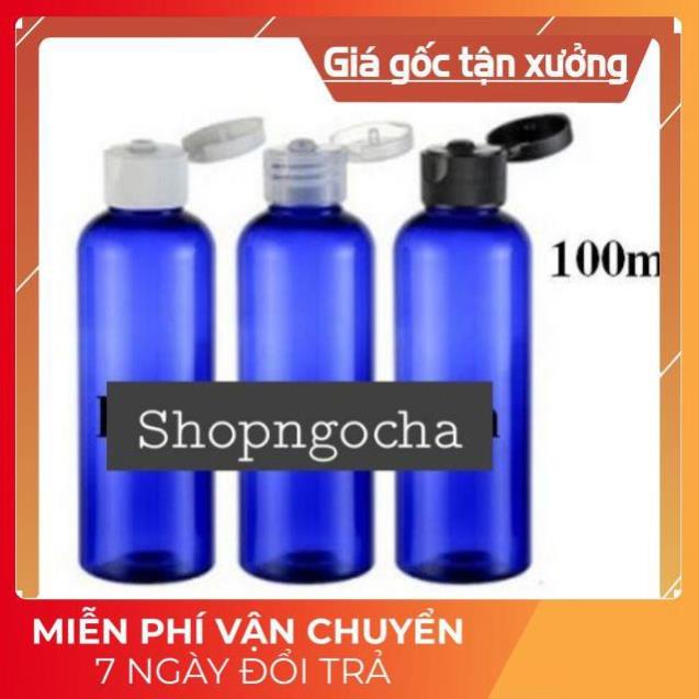 Chai nhựa pet nắp bật xanh dương 100ml chiết mỹ phẩm , phụ kiện du lịch