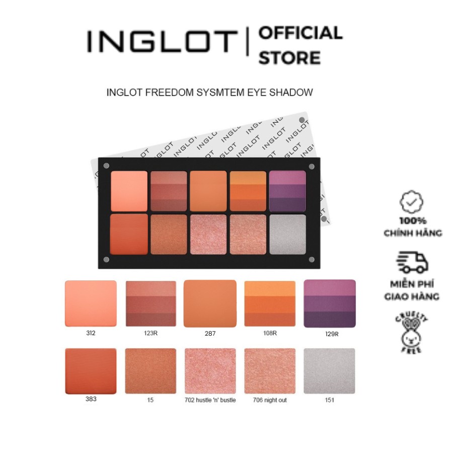 Bộ phấn mắt trang điểm tone màu cam nâu Inglot