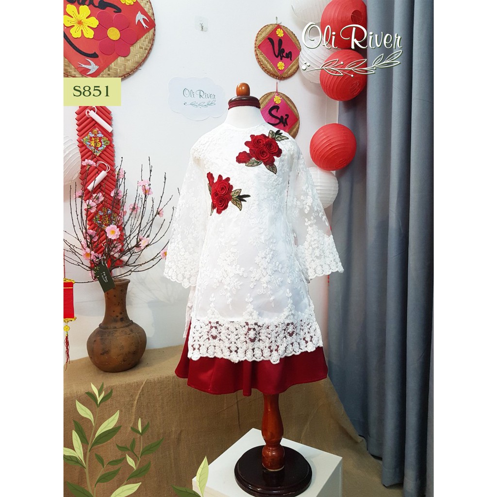 Áo dài 3D họa tiết ren nổi