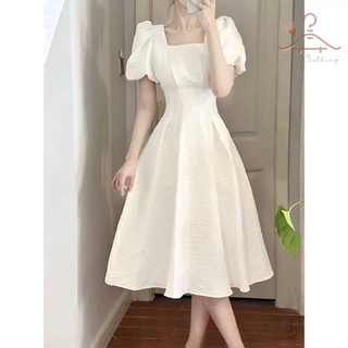 Đầm trắng dài cổ vuông tay phồng, váy nữ dài đi chơi, đi tiệc lịch sự, sang trọng hàng cao cấp loại 1