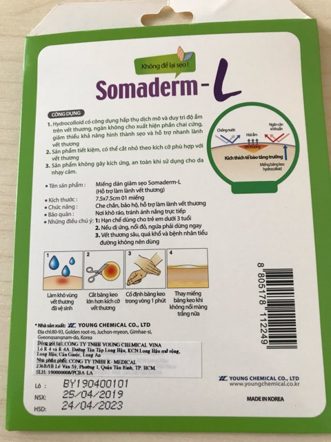 SOMADERM-L - Miếng dán trị phỏng/liền sẹo/mụn. Combo 5 cái 160