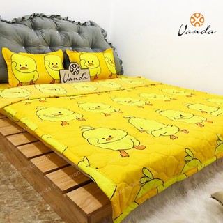 Bộ chăn hè Cotton Poly VN ga gối , drap giường họa tiết vịt vàng