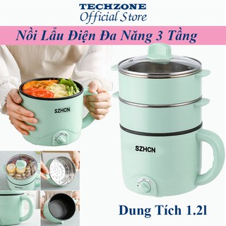 Nồi lẩu điện đa năng chống dính, Nồi đa năng mini nấu lẩu, ca nấu mì SZHCN-Terchzone, Nồi Lẩu Điện 3 Tầng