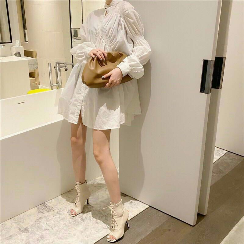 boot hở mũi gót nhọn chất da