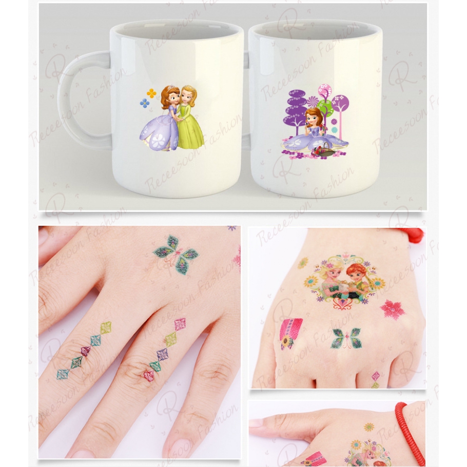 Disney Princess Tattoo Stickers Set Kids Girls Safe Non-toxic Temporary Tattoo Sticker Gift