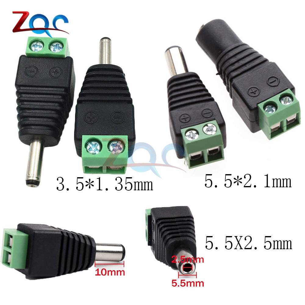 Set 5 Đầu Nối Nguồn Dc 5.5x2.1mm 5.5x2.5mm 3.5x1.35mm 12v 24v 2.1x5.5mm 2.5 1.35