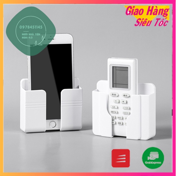 Kệ Dán Tường Để Điện Thoại, Điều Khiển, Điều Hòa, Điều Khiển Tivi ,Kệ Để Remote Dính Tường, Có Móc Treo Giữ Dây Điện Sạc