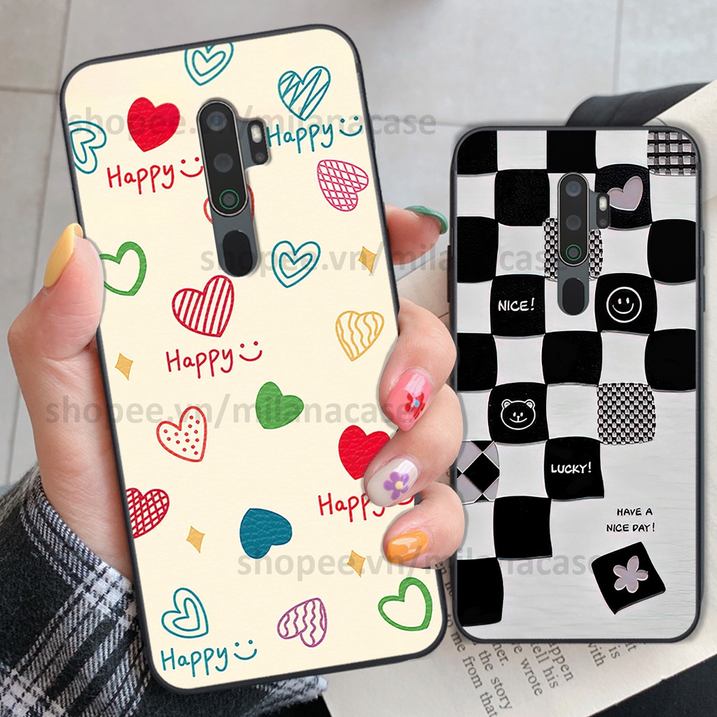 Ốp Oppo A5 2020 / A9 2020 in hình caro trái tim siêu đẹp, siêu nét đầy phong cách cá tính