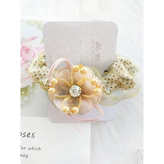 Cột tóc nữ Scrunchie vải voan hoa đính đá nữ tính