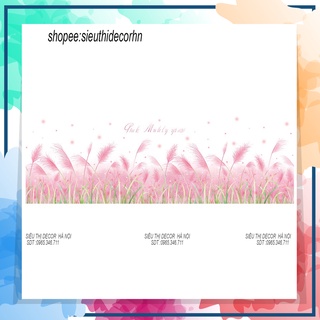 Decal dán chân tường hoa cỏ may hồng qr9229. đề can dán tường hàn quốc kích thước 60x90cm