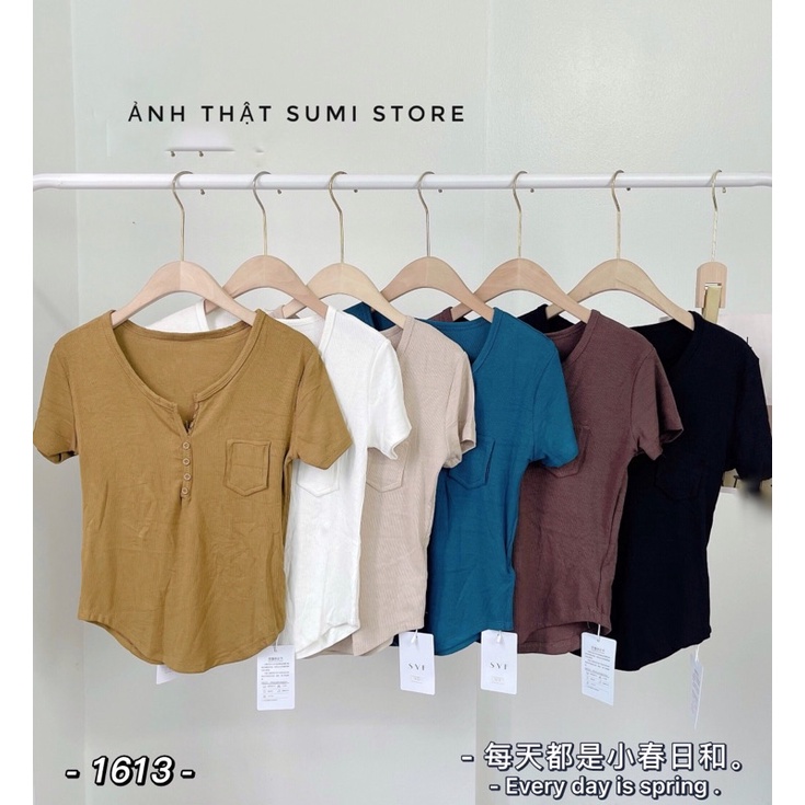 Áo Phông tăm cổ V nhiều cúc dáng đuôi tôm