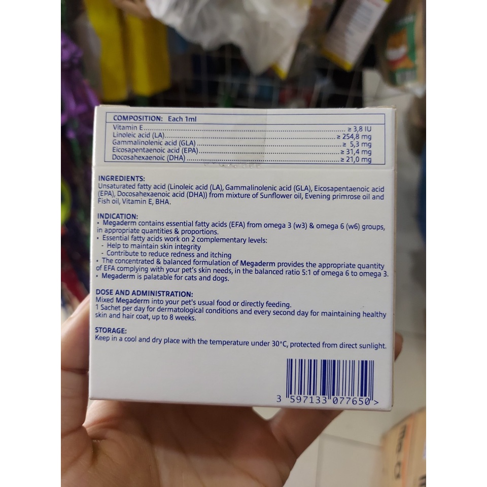 Megaderm Gel dinh dưỡng giảm rụng, mượt lông hộp 28 gói