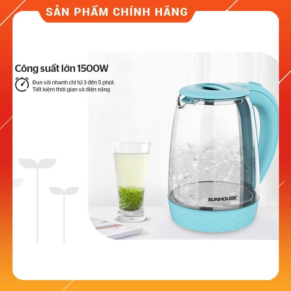 [Mã 44ELSALE2 giảm 7% đơn 300K] Ấm siêu tốc thuỷ tinh 1.8L SUNHOUSE SHD1215