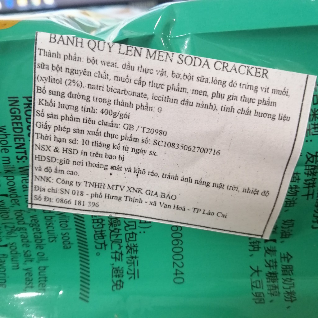 Bánh Quy Ăn Kiêng Soda Cracker Vị Xylitol (Gói 400g)