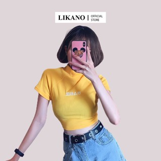 Chuẩn Áo croptop cổ lọ thêu chữ babe 5 màu likano crt35 loại 1