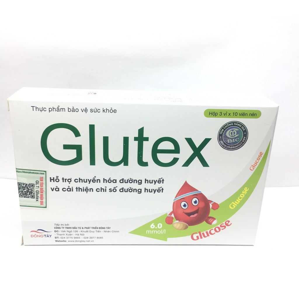 Glutex- dùng cho người tiểu đường hộp 3 vỉ 10 viên nén