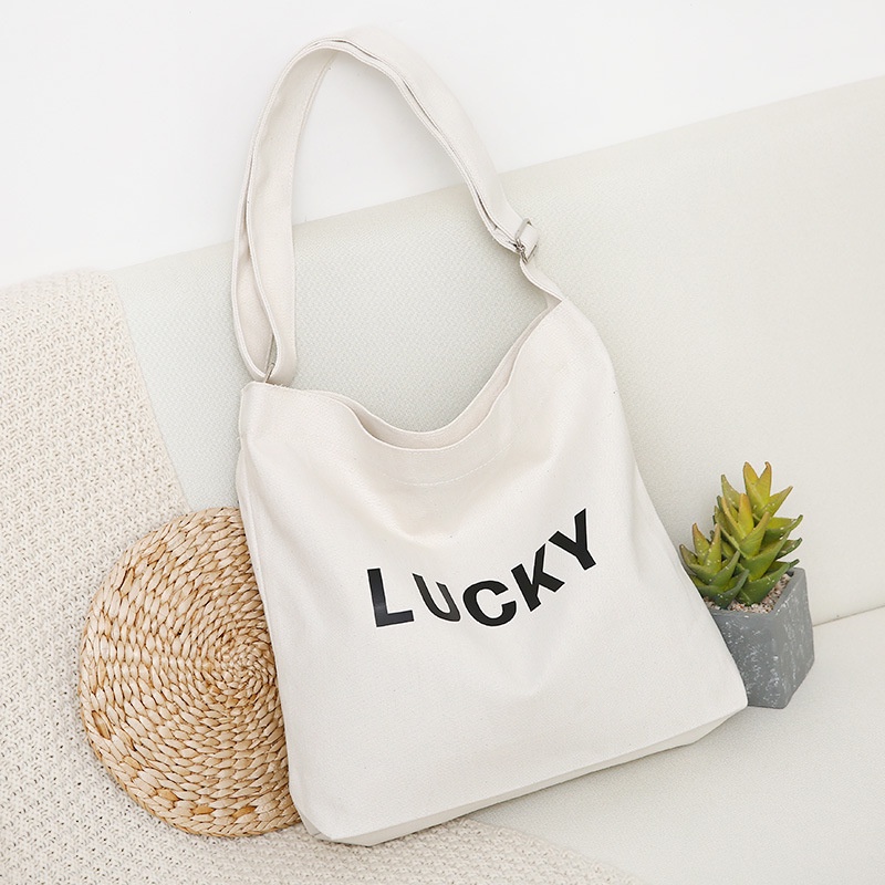 Túi Xách Canvas Cỡ Lớn In Chữ Thời Trang Cho Nữ Sinh