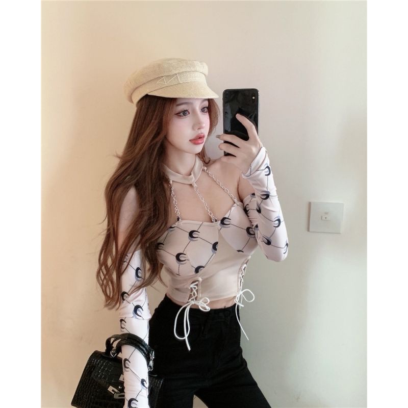 Fashion Color Long Sleeve Off shoulder T-shirt For Women