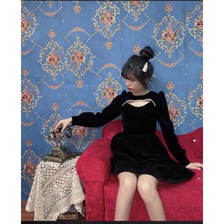 váy nhung tay bồng ( ảnh thật ở cuối )