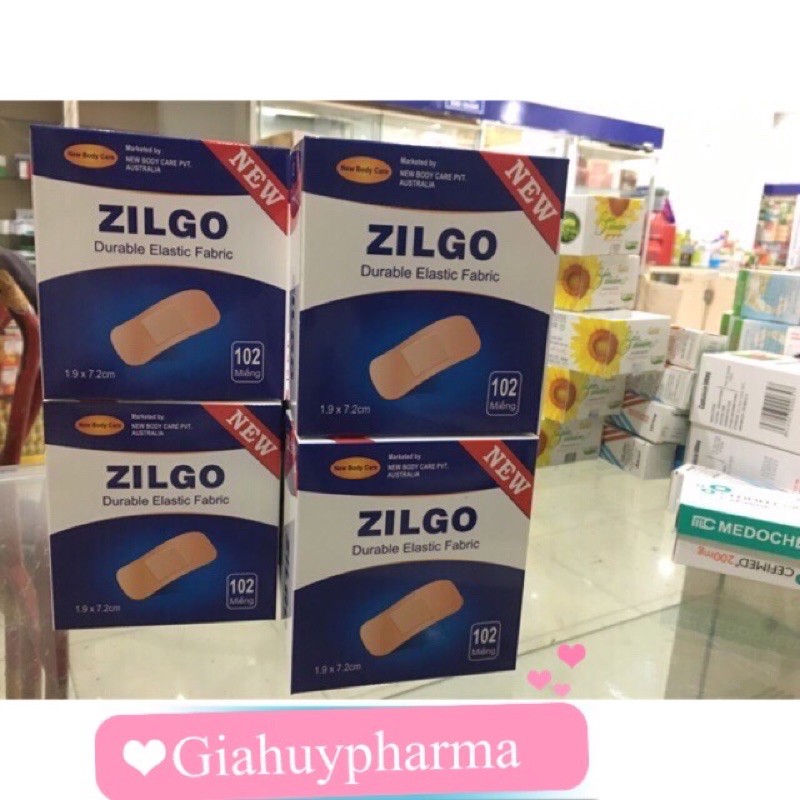 Băng cá nhân zilgo 1.9*7.2cm hộp 102 miếng