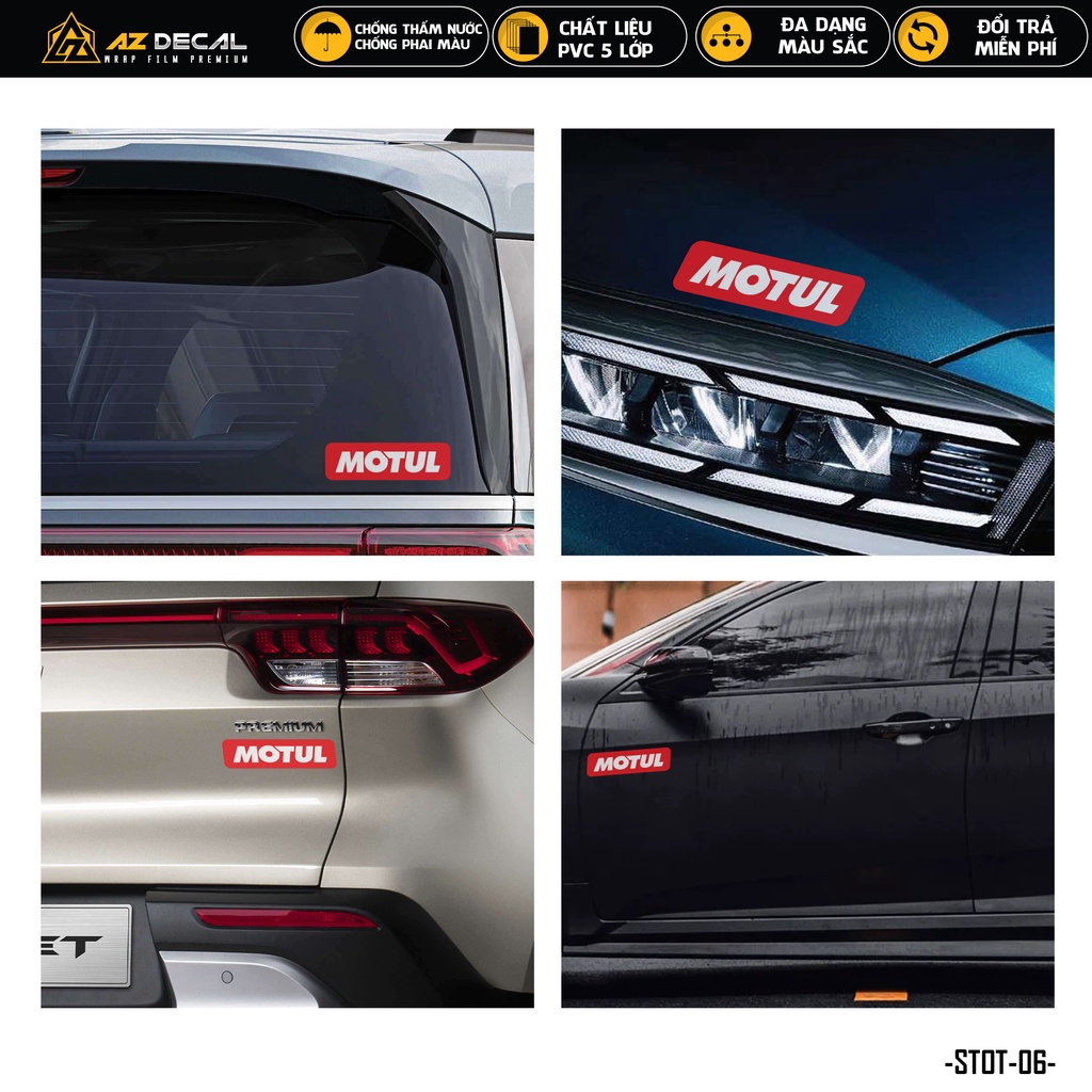 Tem Dán Xe Ô Tô Motul | STOT-06 | Sticker Oto Xe Hơi Dán Sườn Kính Lái Cản Sau Gương Đèn Chống Nước Bền Màu