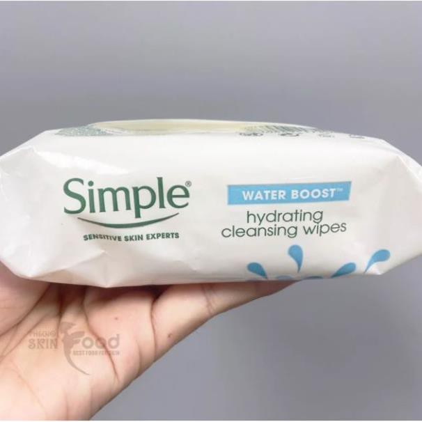 [Gói 25 Miếng] Khăn Giấy Tẩy Trang Simple Water Boost Hydrating Cleansing Wipes