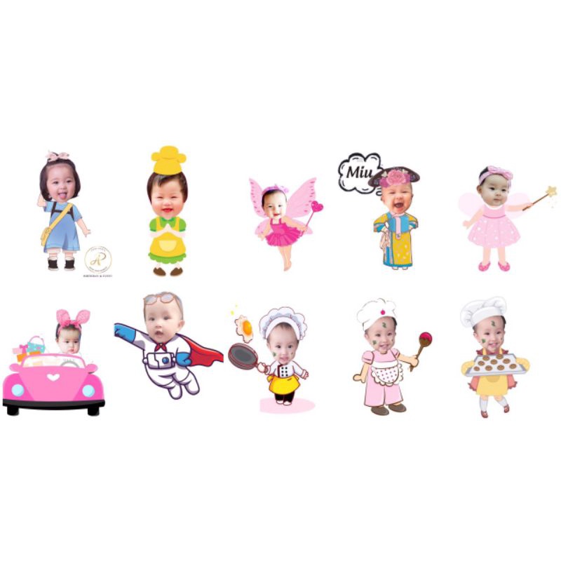 Chibi sinh nhật cho bé gái, thiết kế hình Chibi trang trí tiệc sinh nhật