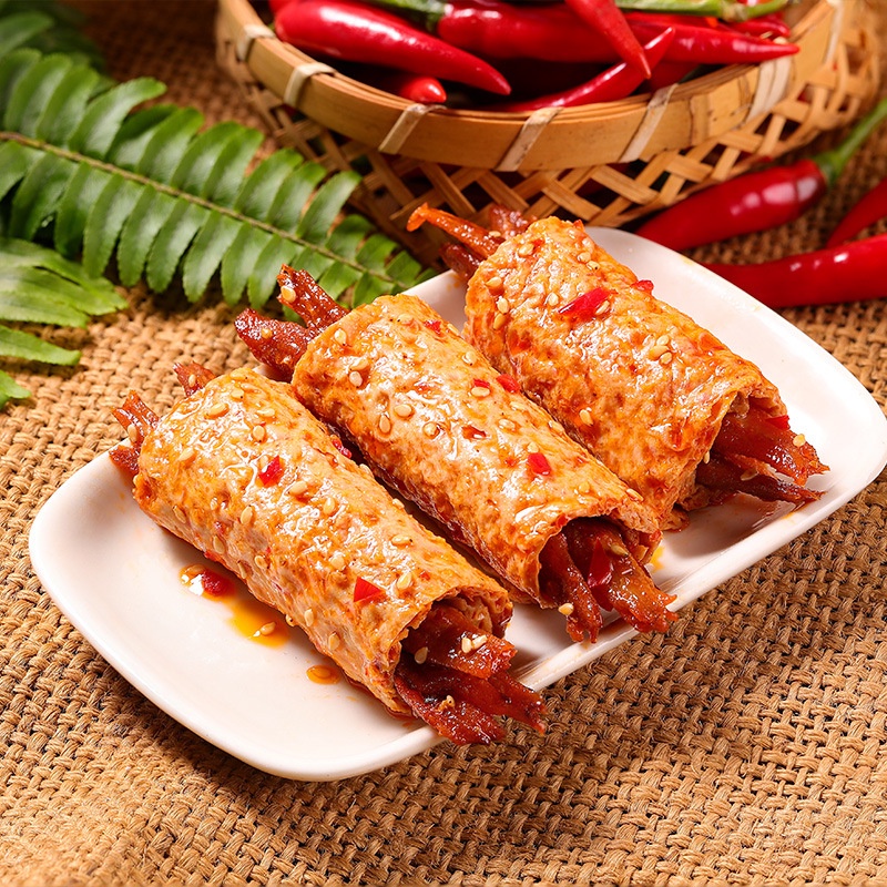 Đậu hũ cuộn cá cay ăn liền 1 gói 20g đồ ăn vặt Sài Gòn vừa ngon vừa rẻ | Dacheng Food