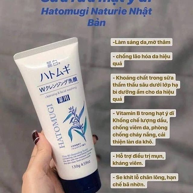 Sữa rửa mặt ý dĩ Hatomugi Naturie Nhật Bản 130g