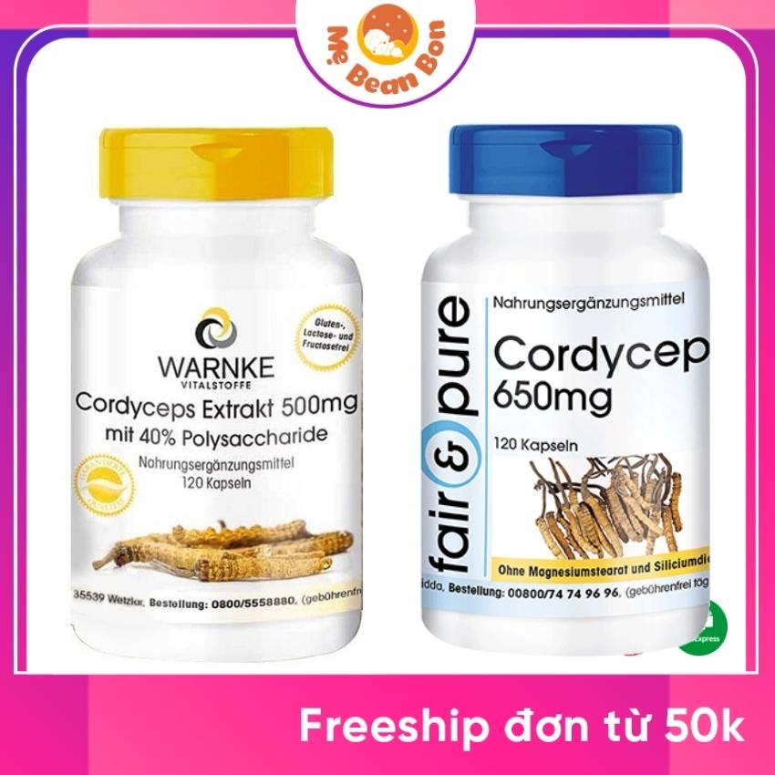 [Nội địa Đức] Viên Uống Đông Trùng Hạ Thảo Warnke Cordyceps Extrakt 500mg / Cordyceps 650mg Fair &amp; Pure 120 viên của Đức
