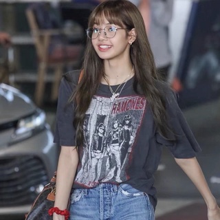 Áo thun/áo phông xám unisex giống Lisa Blackpink
