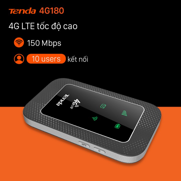 Phát wifi 4G di động 150 MBPS Tenda - 4G180 4GB LTE , phát wifi 4G , phát wifi bằng sim , phát wifi di động , phát 4G