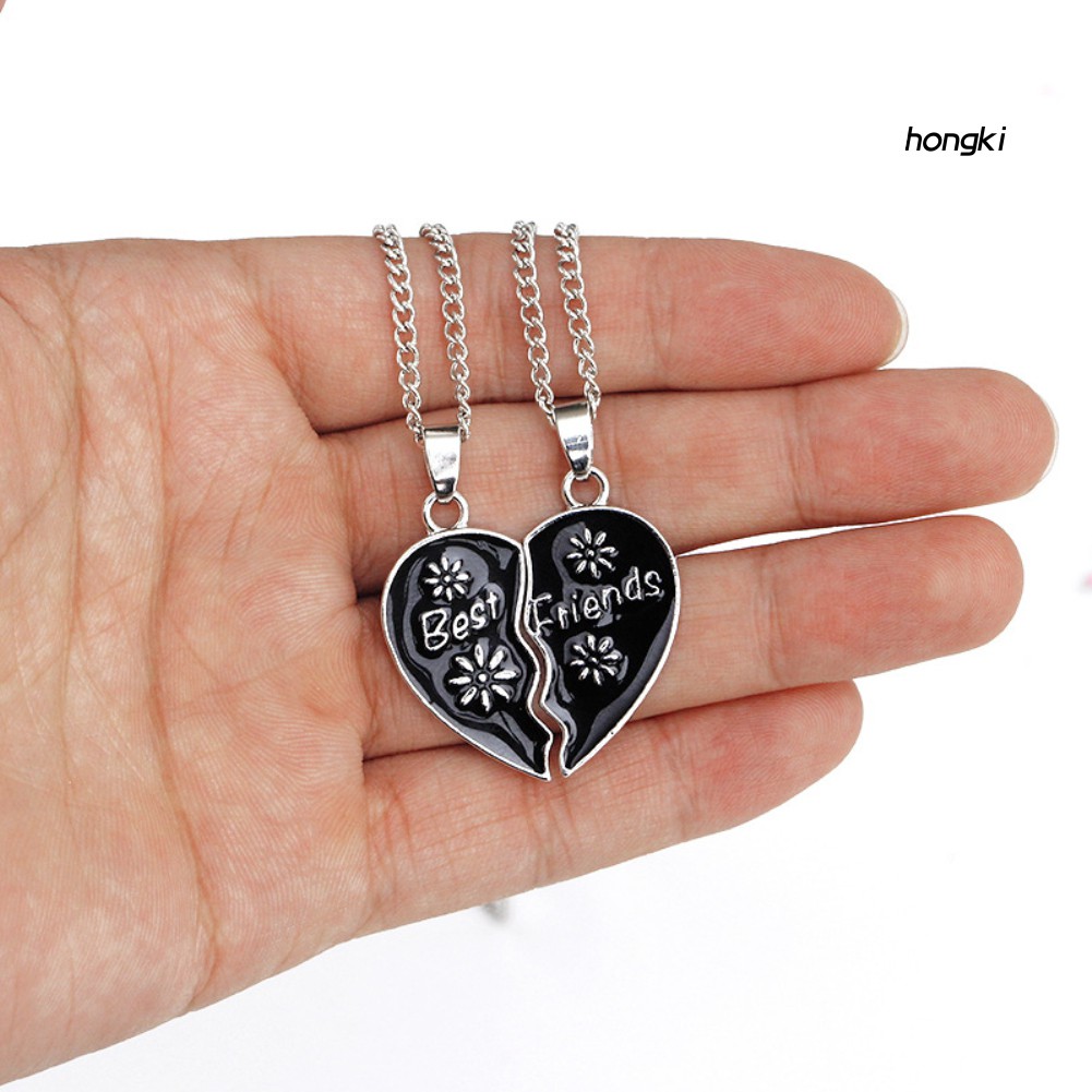 Set 2 Dây Chuyền Mặt Trái Tim Ghép Khắc Chữ Best Friends Thời Trang Cho Nữ