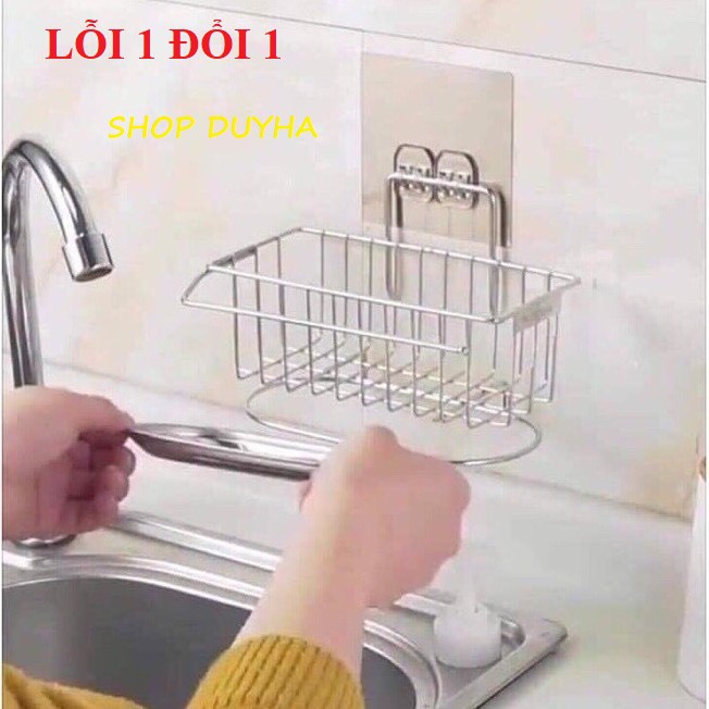 Giá để giẻ rửa bát inox 304 có khay hứng nước tiện dụng [Tặng kèm chải nước rửa bát quế]