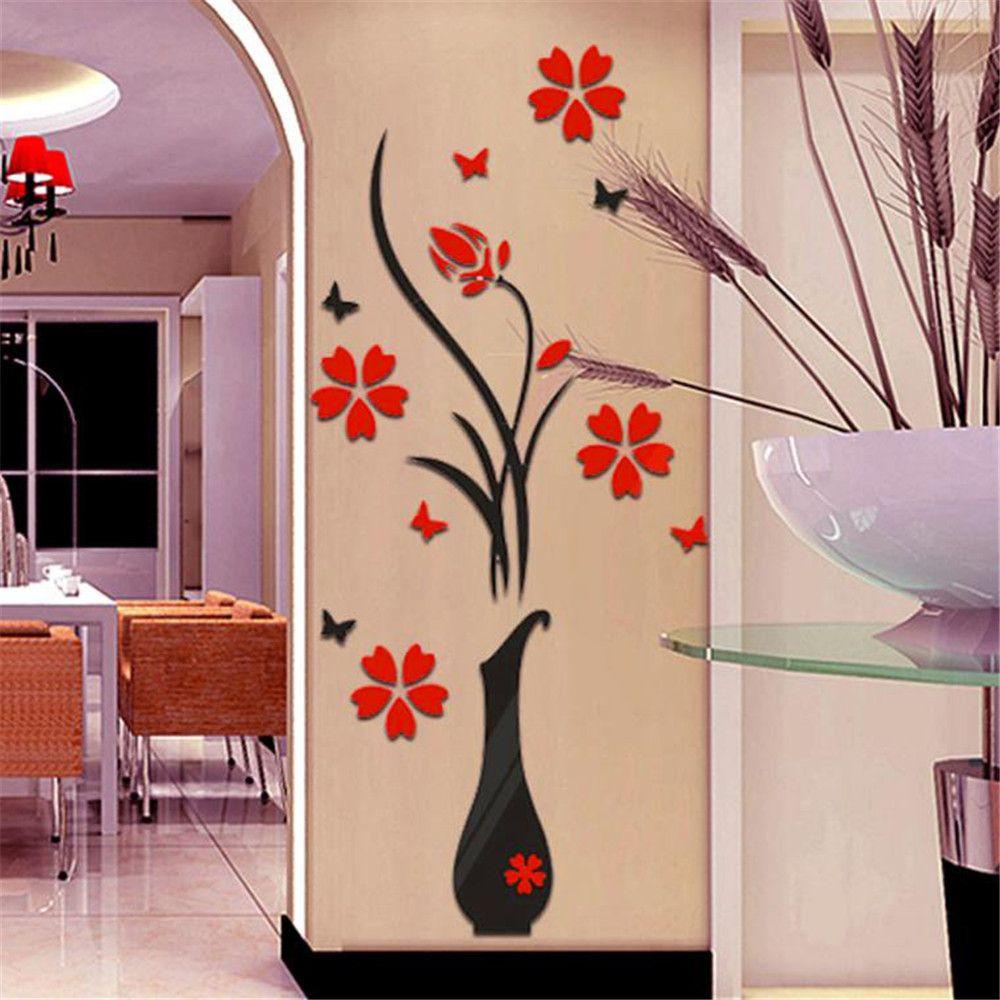 CONOPERY Sticker Dán Tường Bằng Acrylic Hình Cây 3D Sống Động Trang Trí Phòng Ngủ