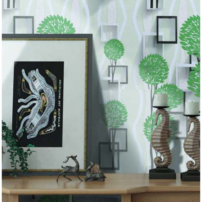 Decal giấy dán tường Ô BÔNG TRÒN XANH LÁ khổ 45cm keo sẵn