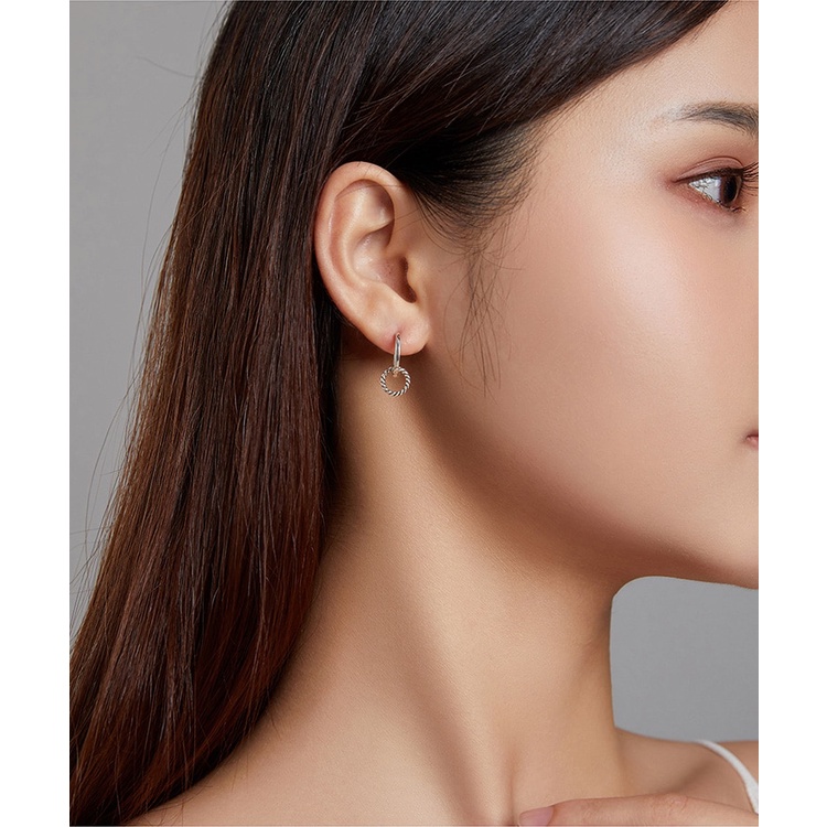 Bông Tai BAMOER SCE1199 Hình Tròn Đôi Bằng Bạc S925 Dành Cho Nữ