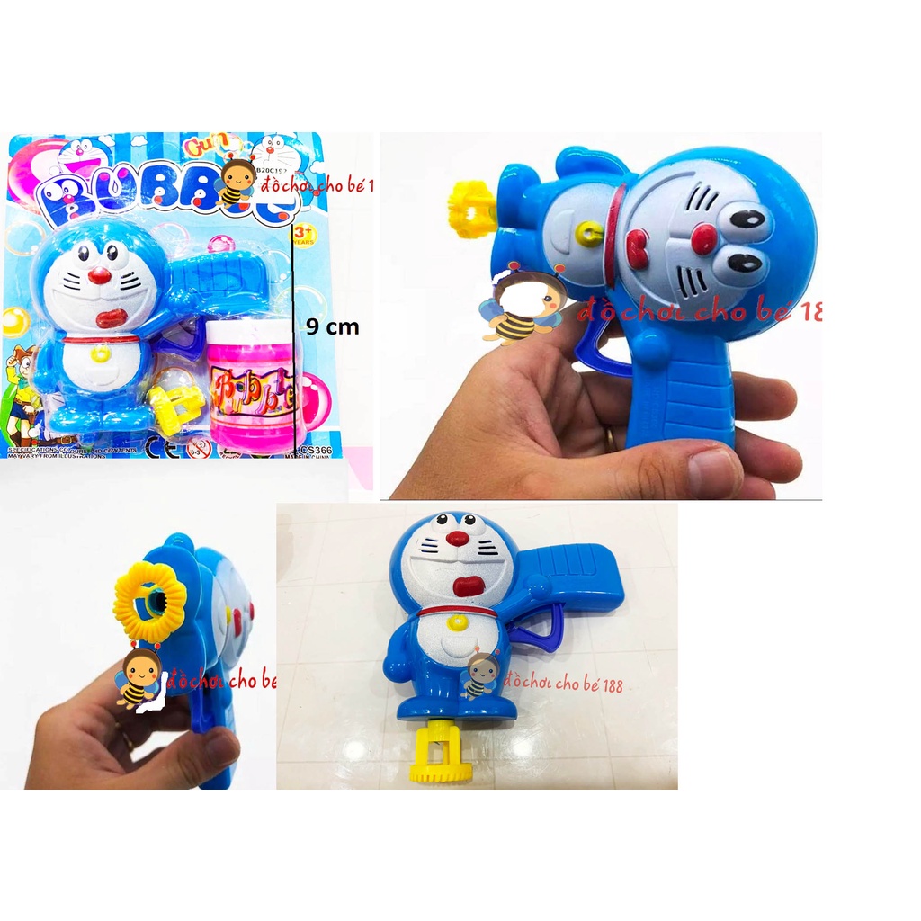 Đồ chơi bắn bong bóng mèo kitty doremon, sư tử quay tay