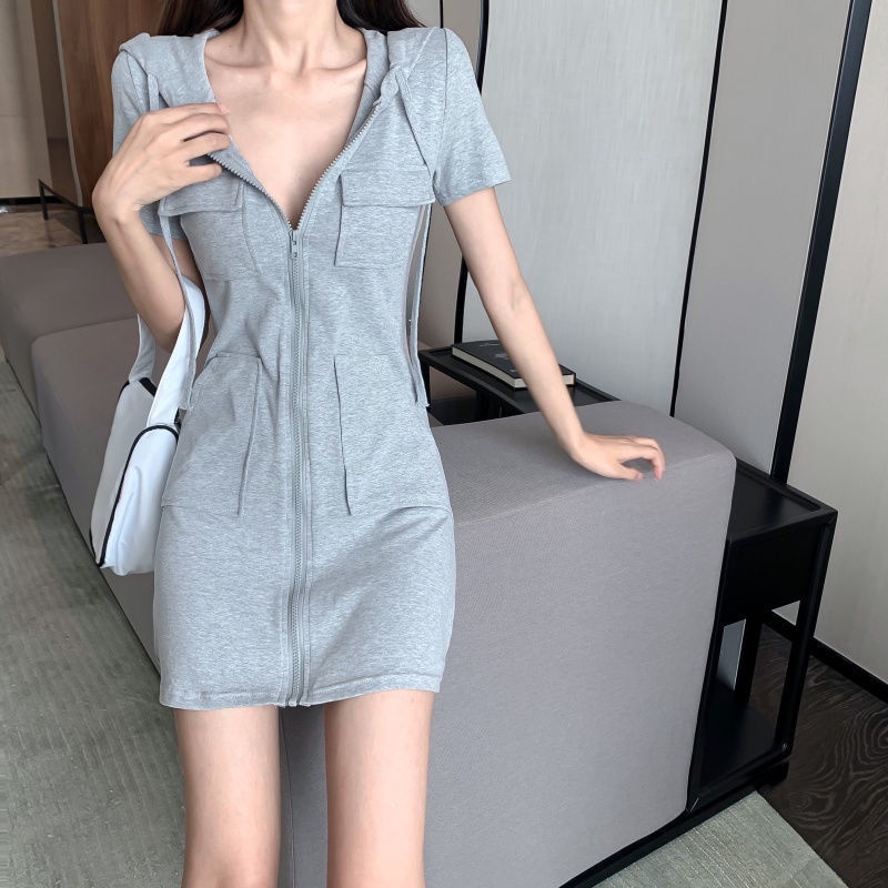 Đầm Thể Thao Có Mũ Trùm Đầu Phối Khóa Kéo Nhẹ Nhàng Ngọt Ngào Thời Trang Cho đầm Nữ NZ-LYQ-03