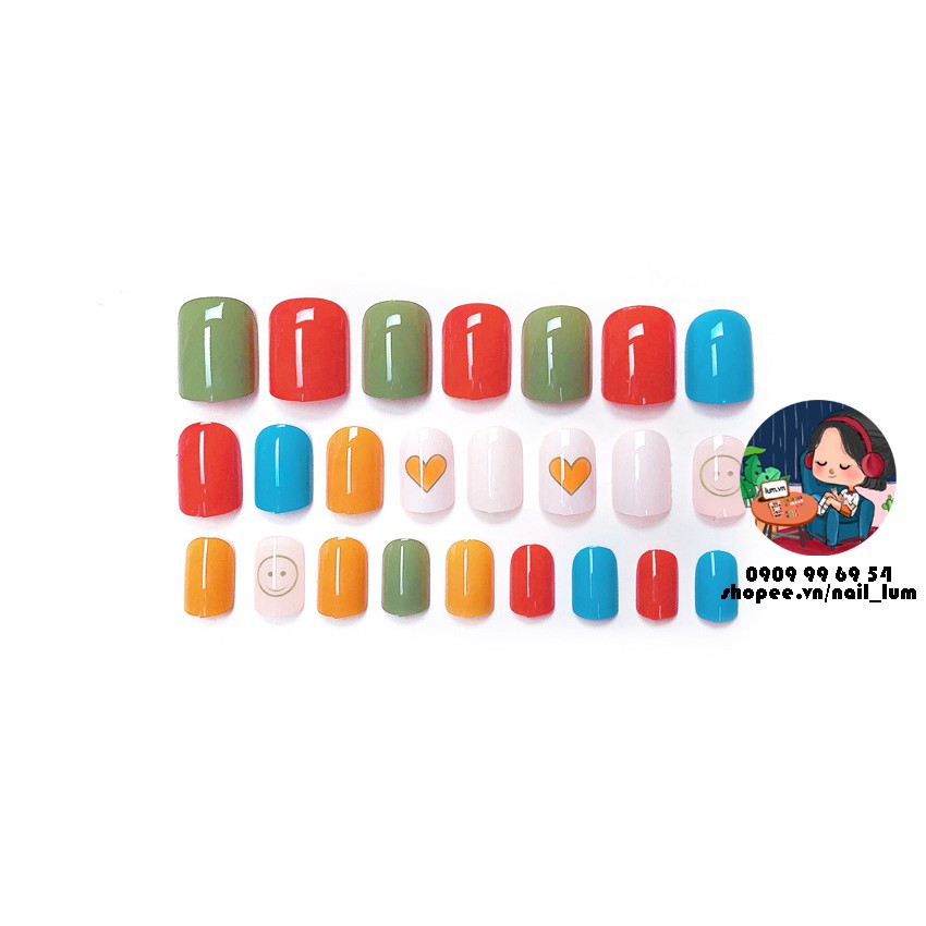 S58 [SALE 10K 20K 30K] Bộ Móng Giả 24 Chiếc Đủ Size - Sẵn Keo Và Dụng Cụ