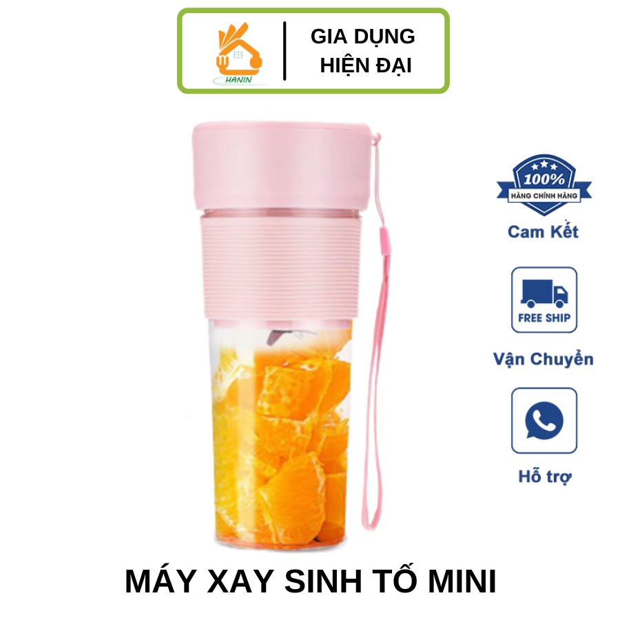 Máy Xay Sinh Tố Cầm Tay Mini Portable JB Hàng Nhập Khẩu 300ML, Cốc xay sinh tố hoa quả cao cấp, tiện lợi, an toàn