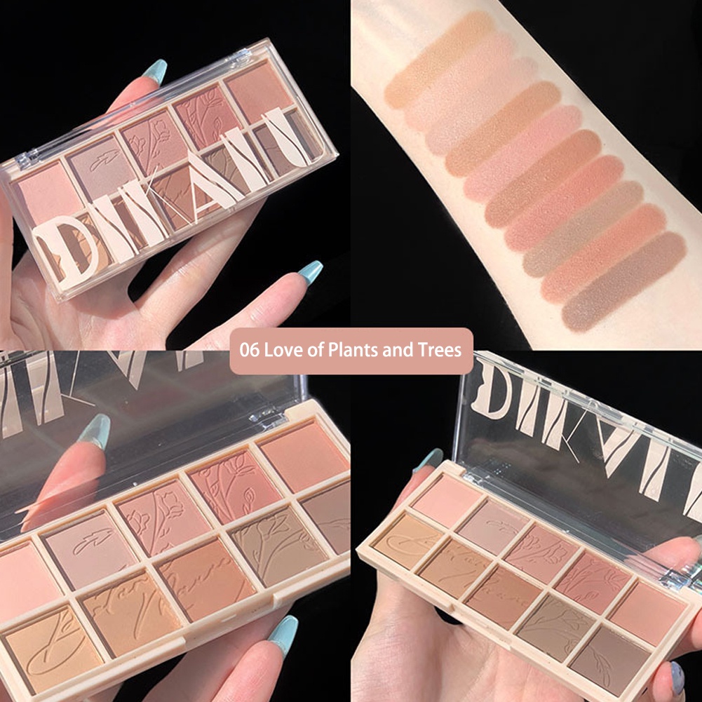[Hàng mới về] Bảng phấn mắt 10 màu sắc hiệu ứng lì/ ánh nhũ chống nước lên màu cực chuẩn