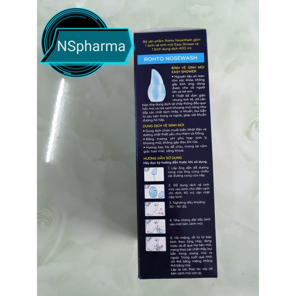Bộ Sản Phẩm Vệ sinh Mũi ROHTO NOSEWASH (bộ sản phẩm bao gồm 1 bình rửa mũi Easy Shower + 1 bình dung dịch 400ml)