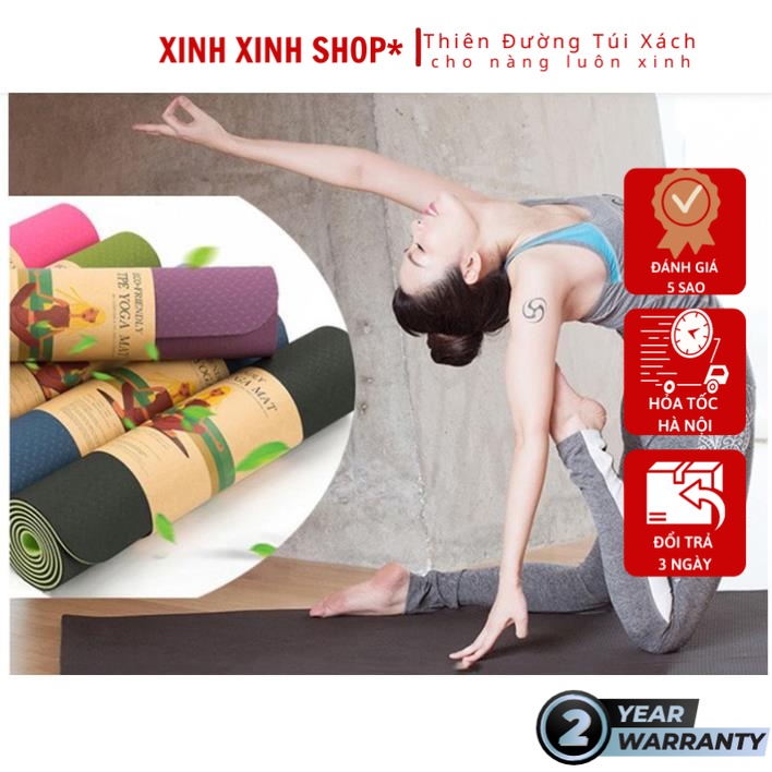 THẢM TẬP YOGA TPE 2 LỚP DÀY 6MM chống trượt tốt nhất,.