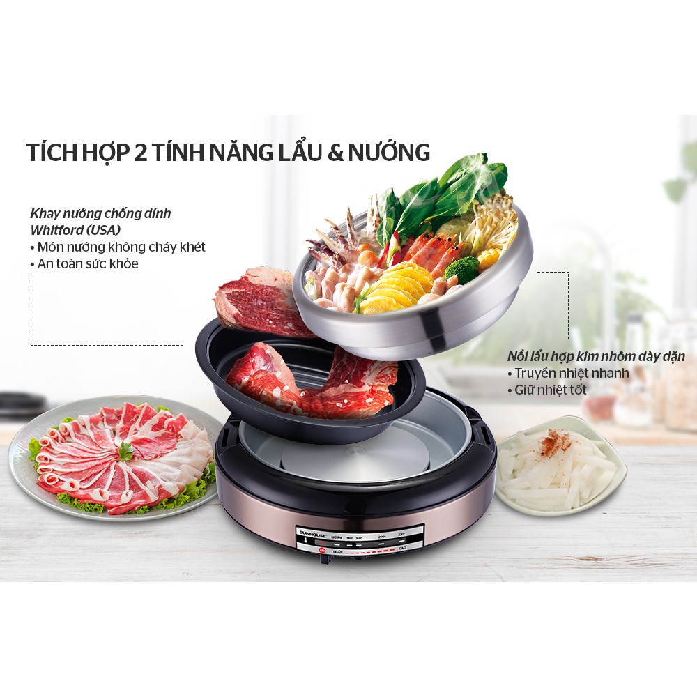 Bếp nồi lẩu điện đa năng Sunhouse SHD4526 - Hàng chính hãng